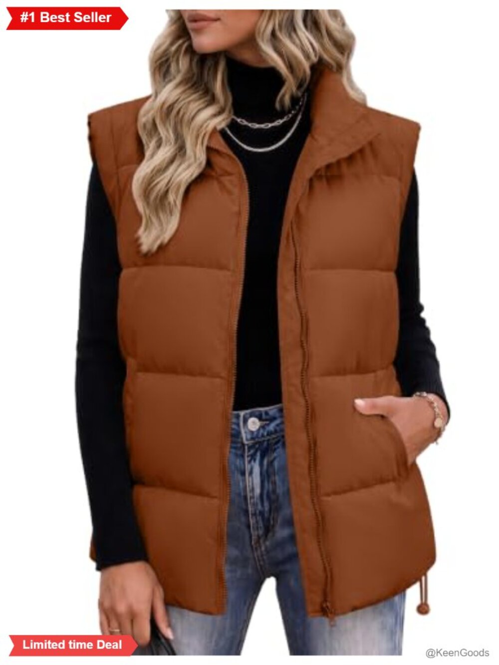 Zeagoo Women's Quilted Puffer Vest Sleeveless Zip Winter Coat